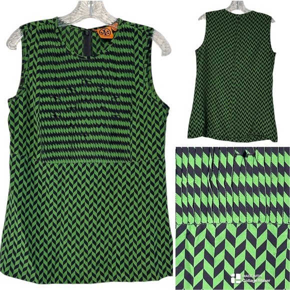 Tory Burch 100% silk Green and Black Sleeveless Top - Picture 2 of 7